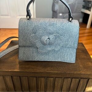 Aldo Blue Textured Mini Bag with Floral Accent